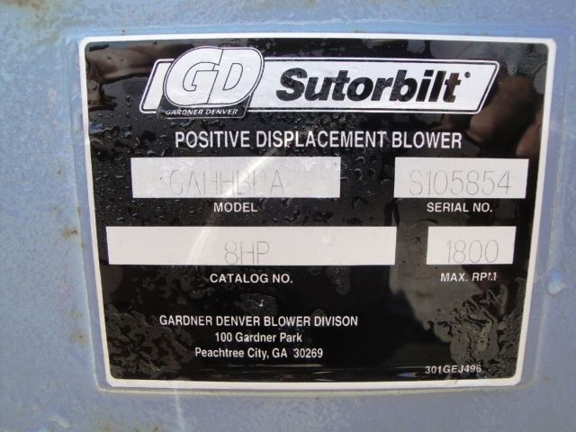 Sutorbilt 8HP Rotary Positive Blower GAHHBPA 25HP motor  