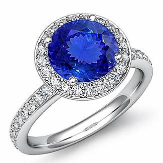 Carat Round Blue Tanzanite Diamond Engagement Ring 14k White Gold 