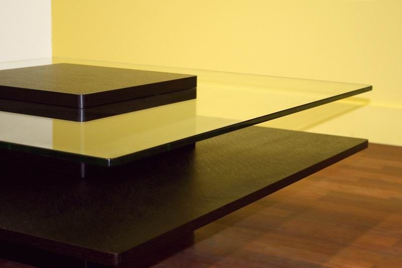 ZEN Modern Wenge Wood & Glass Top Coffee Table  