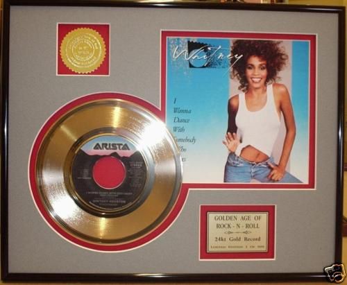 Whitney Houston 24k Gold Record 80s Pop Gift Free Ship  
