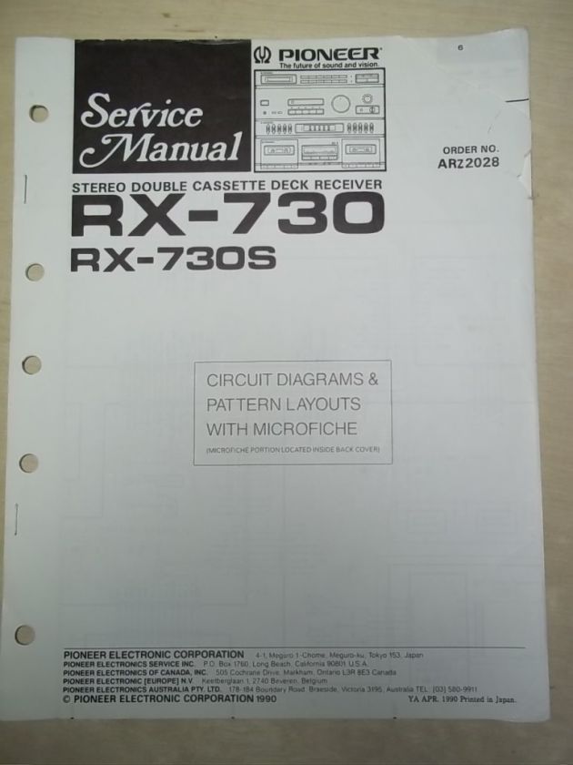   Service Manual~RX 730/740/S Cassette Deck Receiver~Original~Repair