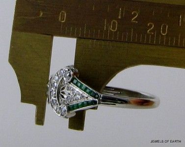 ANTIQUE ART DECO 0.75CT FULL CUT DIAMOND EMERALD PLATINUM ENGAGEMENT 