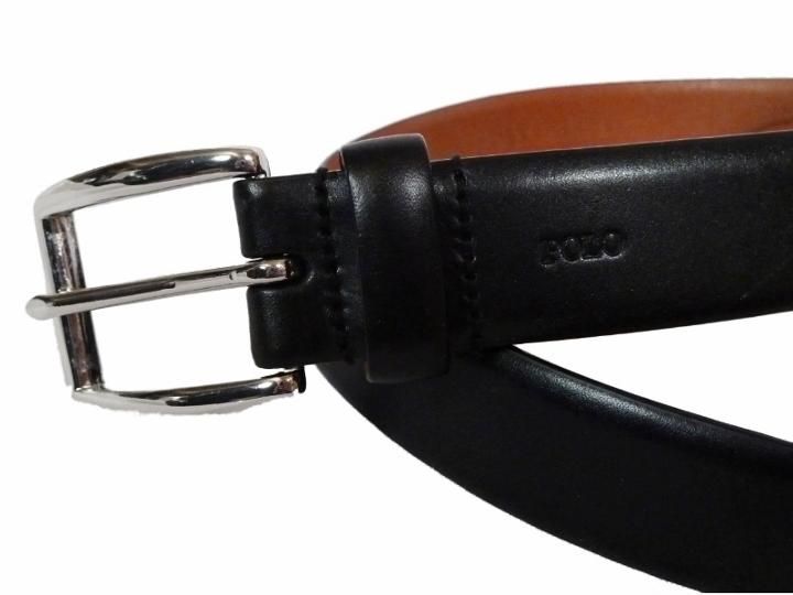 NEW Polo Ralph Lauren Mens 42 Black Leather Dress Belt with Silver 