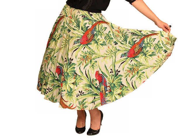 Vintage Circle Skirt Large Scale Print Bark Cloth 1940’S  