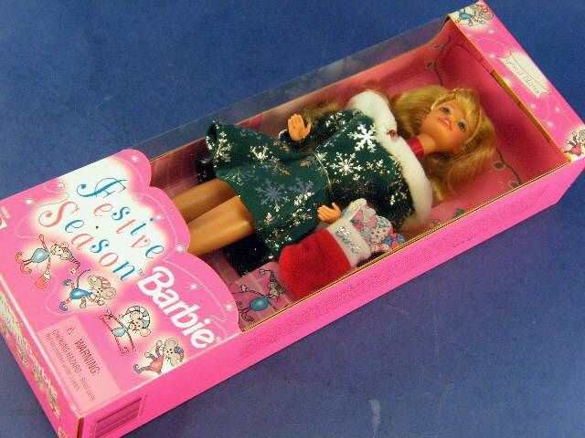 Festive Season Barbie Doll NRFB 18909 Happy Holidays 074299189098 