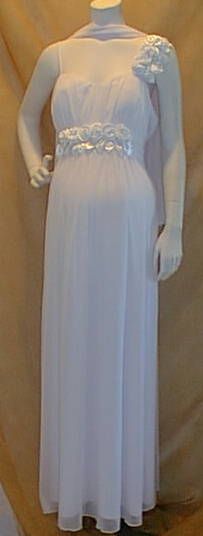 New Long Ivory Maternity Wedding Dress Roses XL Bridal  