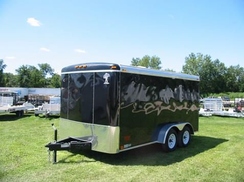 7246 Atlas 2012 Enclosed Trailer Black Ramp 7x14 New 7k GVW  