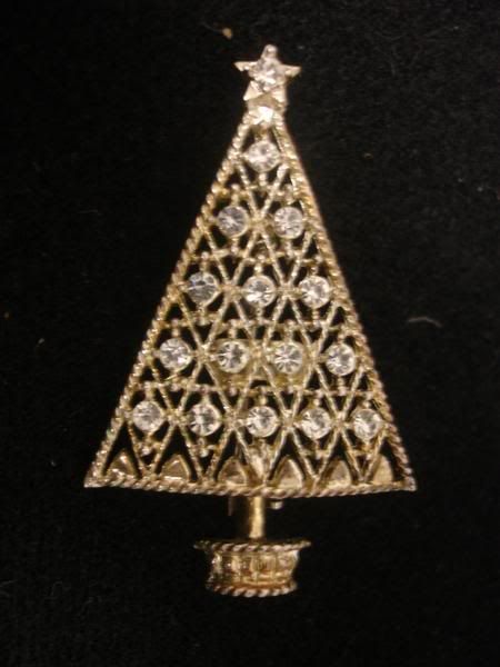 Vintage Eisenberg Ice Rhinestone Christmas Tree Pin  