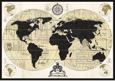 Vintage World Map Art Print by Devon Ross, 40x28  